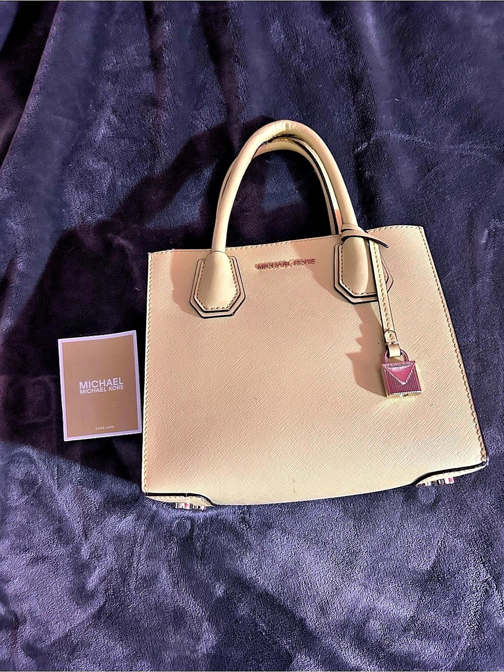 Michael Kors Mercer Extra Small Saffiano Leather Tote Bag Beige